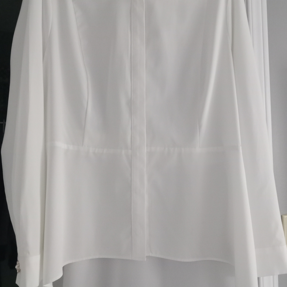 Elegant White Blouse with Gold Buttons